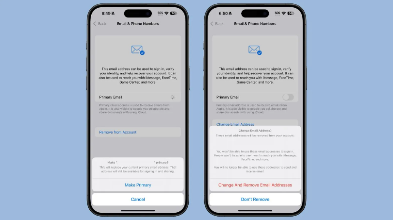环翠苹果手机维修分享苹果 iOS 18.1 支持设置“主要”邮箱地址并更改 iCloud 邮箱 