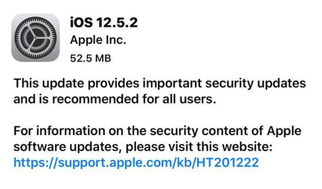 环翠苹果手机维修分享iOS12.5.2发布，建议所有老苹果用户安装 